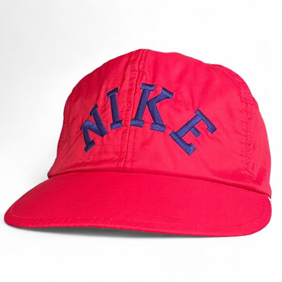 Vintage Nike Nylon Ripstop Embroidered Spellout Snapback Hat Dad Streetwear Red - Picture 6 of 16